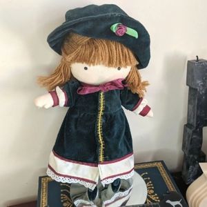 Rare Holly Hobbie Rag Doll Applause 1990 Vtg Velvet Coat Yarn Hair HTF